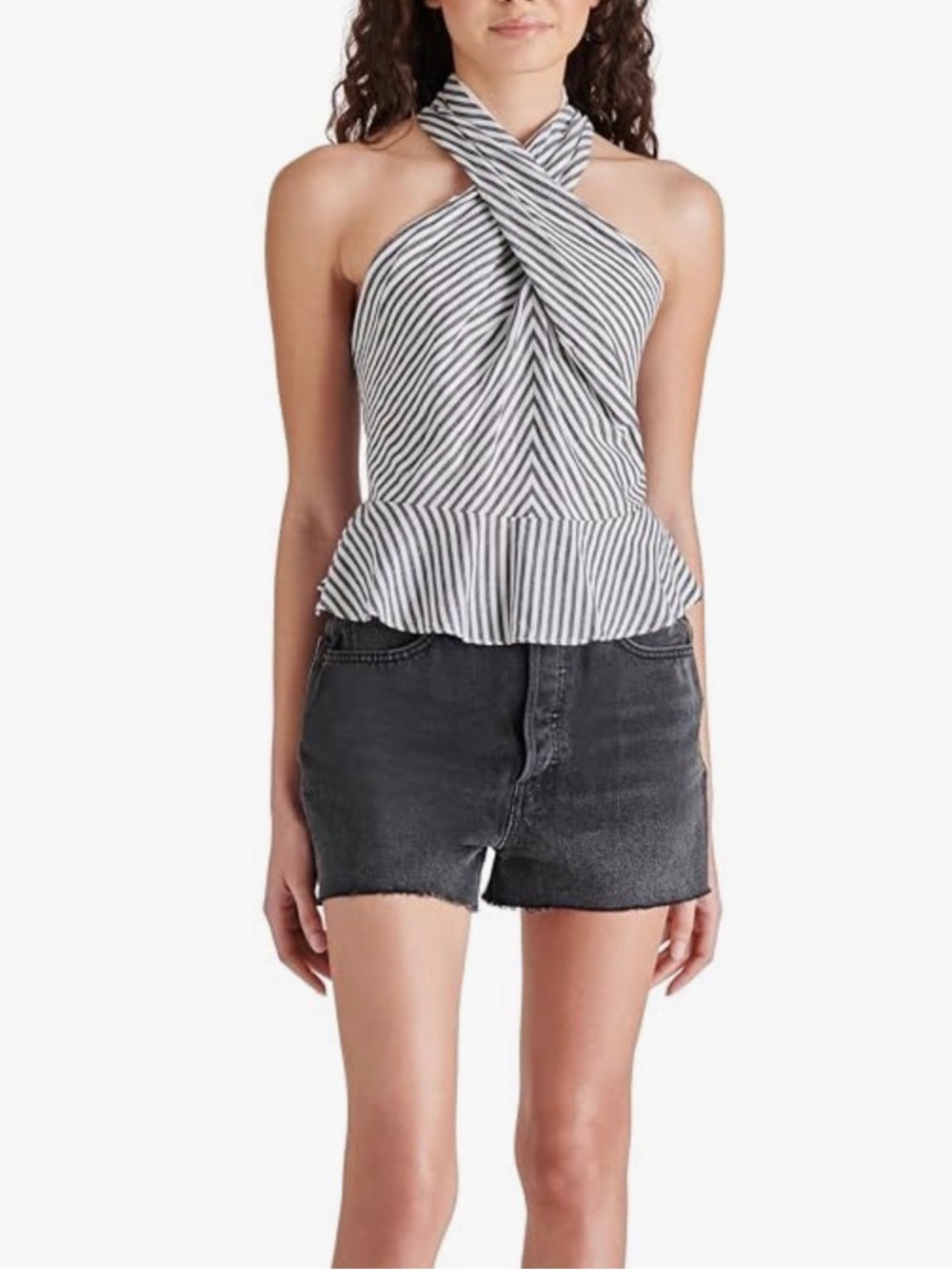 Steve Madden Kosta crossover halter linen/cotton blend